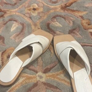 stradivarius White Twisted Strap Slide Mules